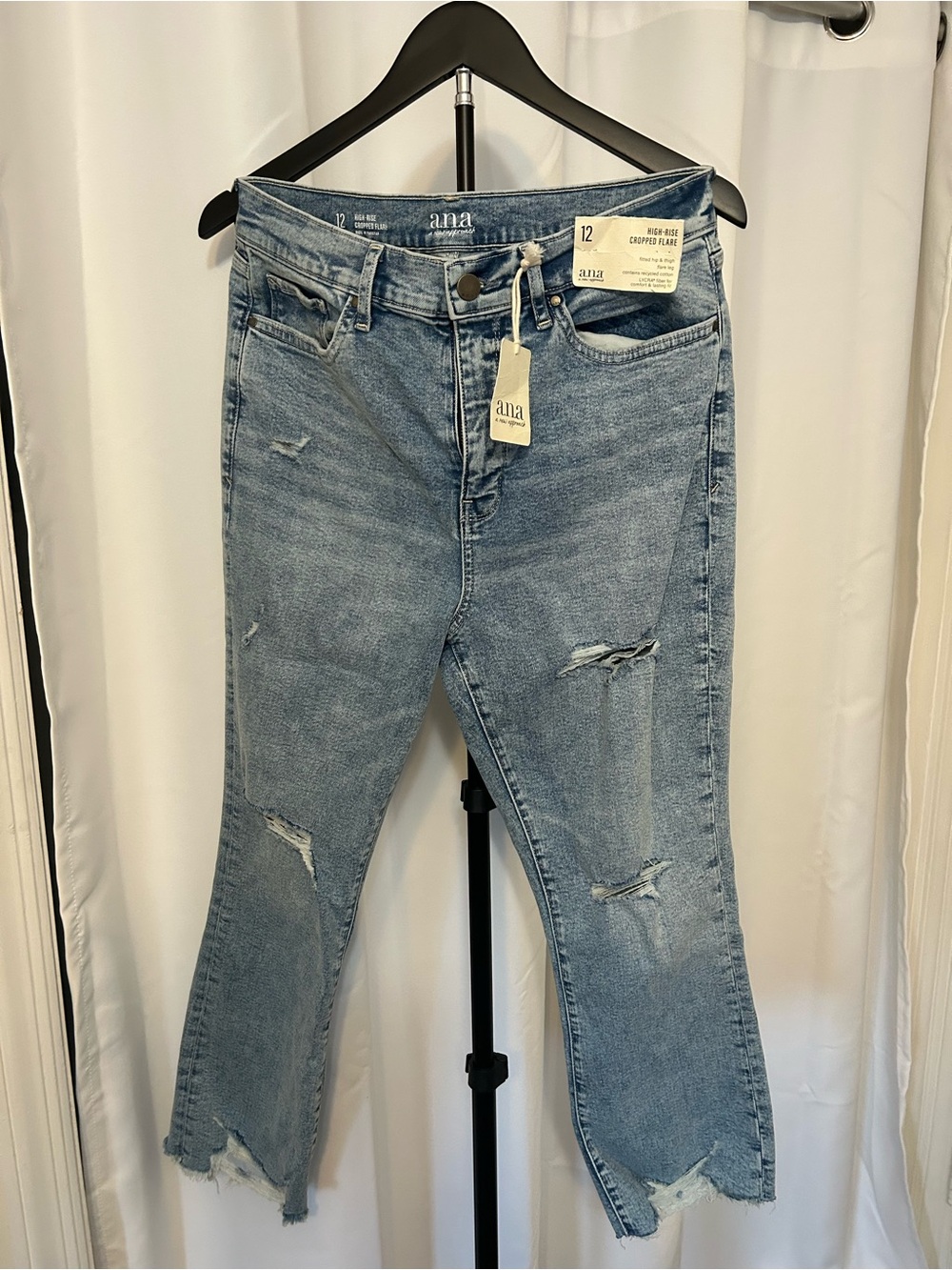 a.n.a Light Blue Distressed Cropped Jeans